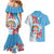 Personalised Fiji Day Couples Matching Mermaid Dress and Hawaiian Shirt Fijian Tapa Pattern Mix Tagimoucia - Blue Version