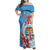 Personalised Fiji Day Family Matching Off Shoulder Maxi Dress and Hawaiian Shirt Fijian Tapa Pattern Mix Tagimoucia - Blue Version