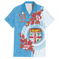 Personalised Fiji Day Family Matching Short Sleeve Bodycon Dress and Hawaiian Shirt Fijian Tapa Pattern Mix Tagimoucia - Blue Version