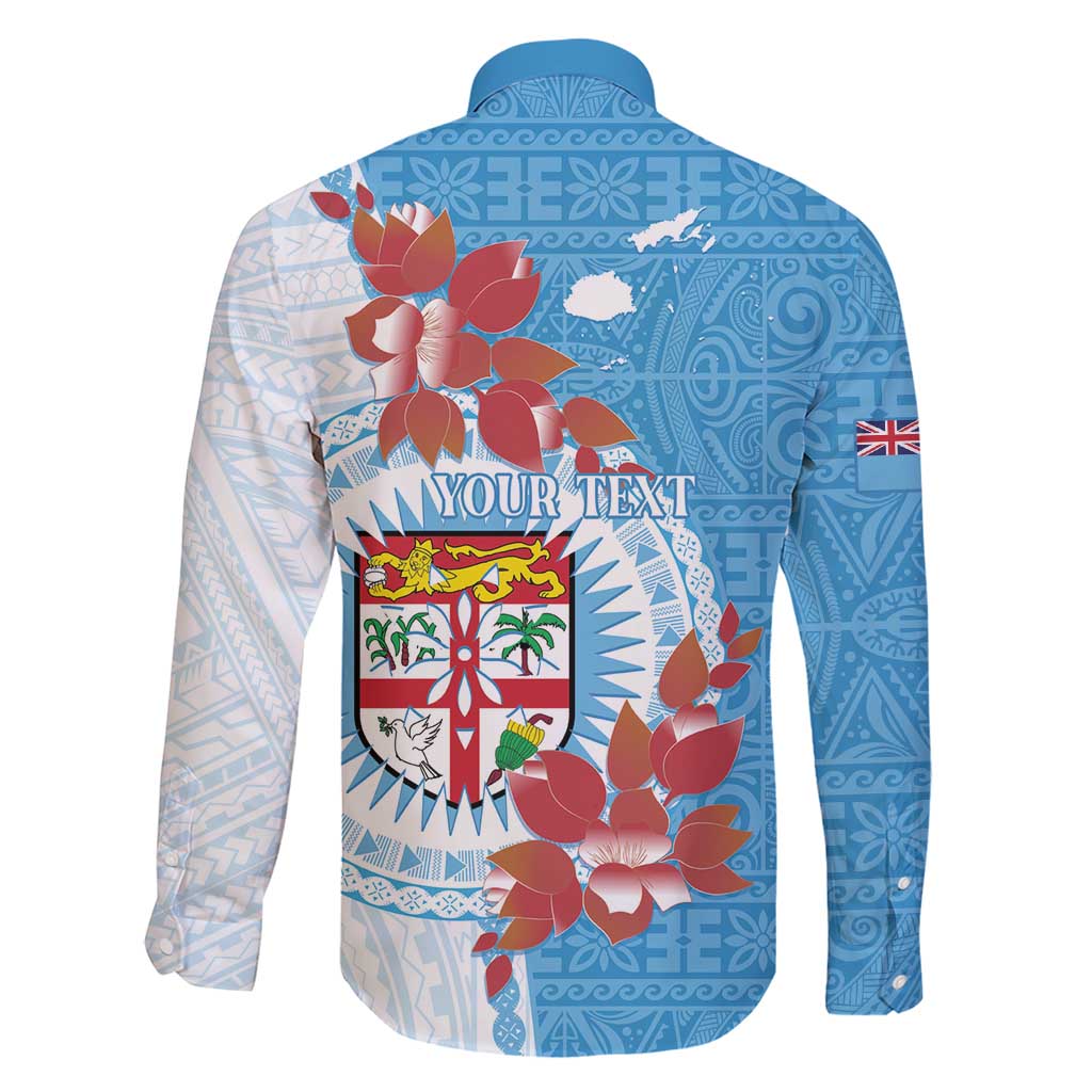 Personalised Fiji Day Family Matching Short Sleeve Bodycon Dress and Hawaiian Shirt Fijian Tapa Pattern Mix Tagimoucia - Blue Version