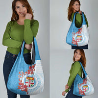 Personalised Fiji Day Grocery Bag Fijian Tapa Pattern Mix Tagimoucia - Blue Version