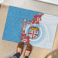 Personalised Fiji Day Rubber Doormat Fijian Tapa Pattern Mix Tagimoucia - Blue Version