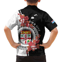 Personalised Fiji Day Kid Hawaiian Shirt Fijian Tapa Pattern Mix Tagimoucia - Black Version LT14 - Polynesian Pride