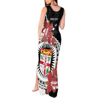Personalised Fiji Day Tank Maxi Dress Fijian Tapa Pattern Mix Tagimoucia - Black Version