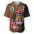 Personalised Fiji Day Baseball Jersey Fijian Tapa Pattern Mix Tagimoucia - Brown Version