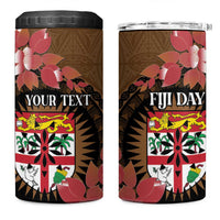 Personalised Fiji Day 4 in 1 Can Cooler Tumbler Fijian Tapa Pattern Mix Tagimoucia - Brown Version
