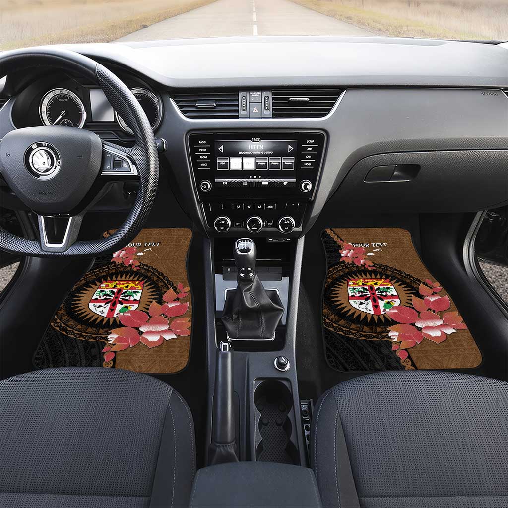 Personalised Fiji Day Car Mats Fijian Tapa Pattern Mix Tagimoucia - Brown Version