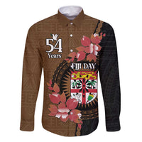 Personalised Fiji Day Family Matching Tank Maxi Dress and Hawaiian Shirt Fijian Tapa Pattern Mix Tagimoucia - Brown Version