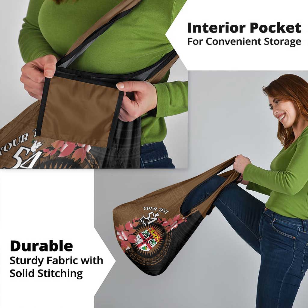 Personalised Fiji Day Grocery Bag Fijian Tapa Pattern Mix Tagimoucia - Brown Version