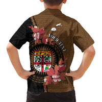 Personalised Fiji Day Hawaiian Shirt Fijian Tapa Pattern Mix Tagimoucia - Brown Version
