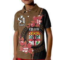 Personalised Fiji Day Kid Polo Shirt Fijian Tapa Pattern Mix Tagimoucia - Brown Version LT14 Kid Brown - Polynesian Pride