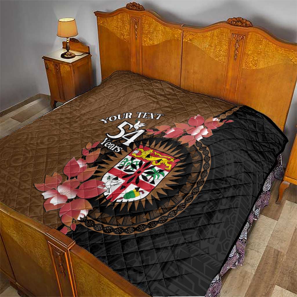 Personalised Fiji Day Quilt Fijian Tapa Pattern Mix Tagimoucia - Brown Version