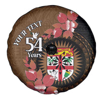 Personalised Fiji Day Spare Tire Cover Fijian Tapa Pattern Mix Tagimoucia - Brown Version