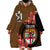 Personalised Fiji Day Wearable Blanket Hoodie Fijian Tapa Pattern Mix Tagimoucia - Brown Version