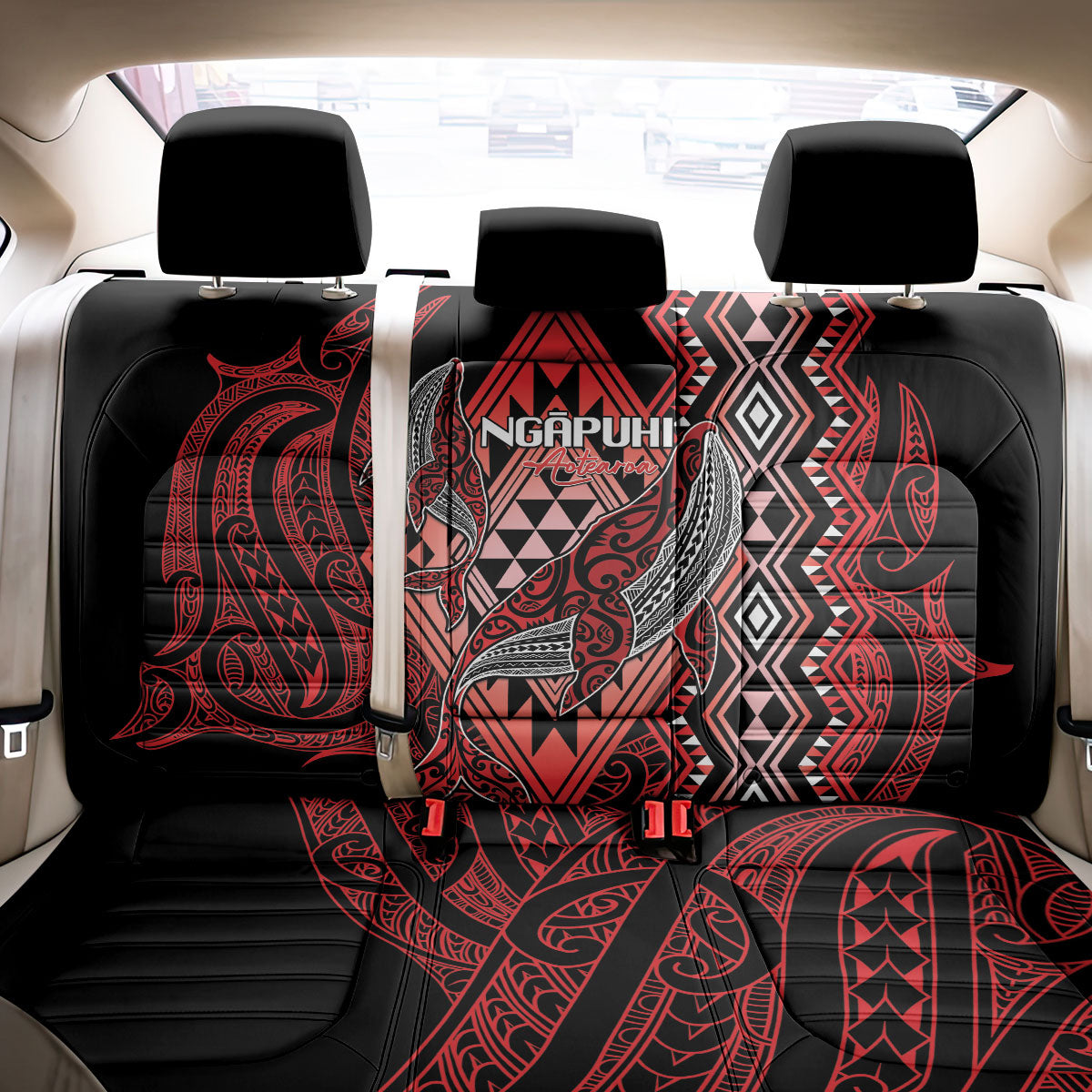 Aotearoa Iwi Ngapuhi Back Car Seat Cover NZ Maori Humpback Whale Taniko Motifs LT14 - Polynesian Pride