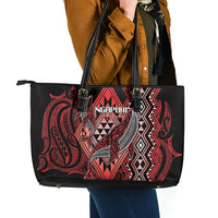 Aotearoa Iwi Ngapuhi Leather Tote Bag NZ Maori Humpback Whale Taniko Motifs LT14 - Polynesian Pride