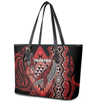 Aotearoa Iwi Ngapuhi Leather Tote Bag NZ Maori Humpback Whale Taniko Motifs LT14 - Polynesian Pride