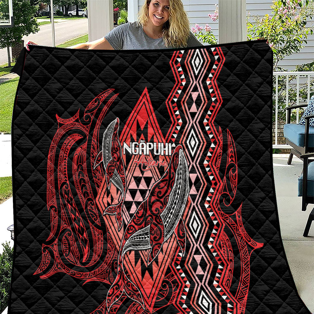 Aotearoa Iwi Ngapuhi Quilt NZ Maori Humpback Whale Taniko Motifs LT14 Red - Polynesian Pride