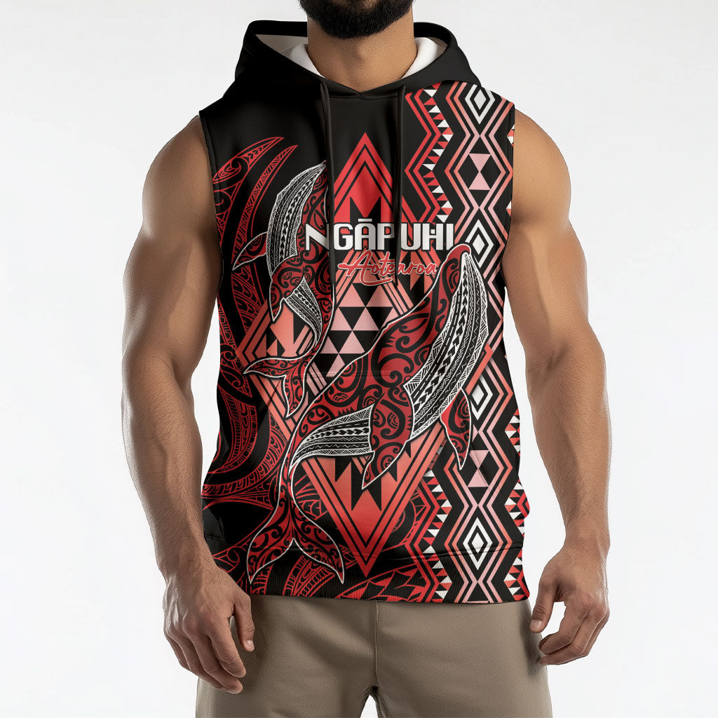 Aotearoa Iwi Ngapuhi Personalised Sleeveless Hoodie NZ Maori Humpback Whale Taniko Motifs LT14 - Polynesian Pride