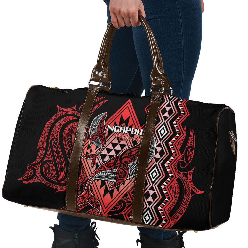 Aotearoa Iwi Ngapuhi Travel Bag NZ Maori Humpback Whale Taniko Motifs LT14 - Polynesian Pride