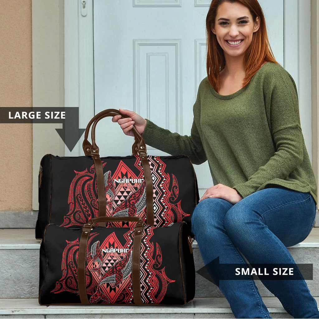 Aotearoa Iwi Ngapuhi Travel Bag NZ Maori Humpback Whale Taniko Motifs LT14 - Polynesian Pride