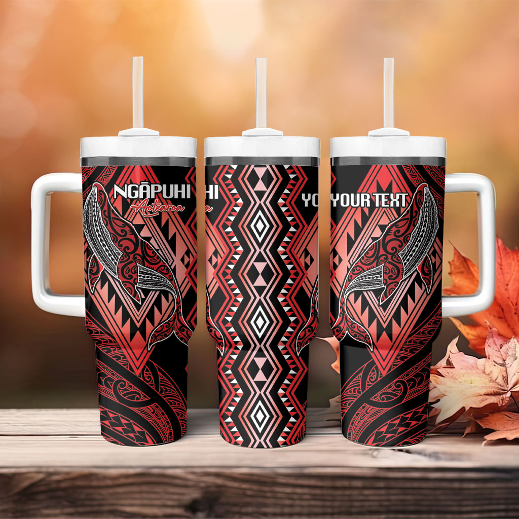 Aotearoa Iwi Ngapuhi Personalised Tumbler With Handle NZ Maori Humpback Whale Taniko Motifs LT14 - Polynesian Pride