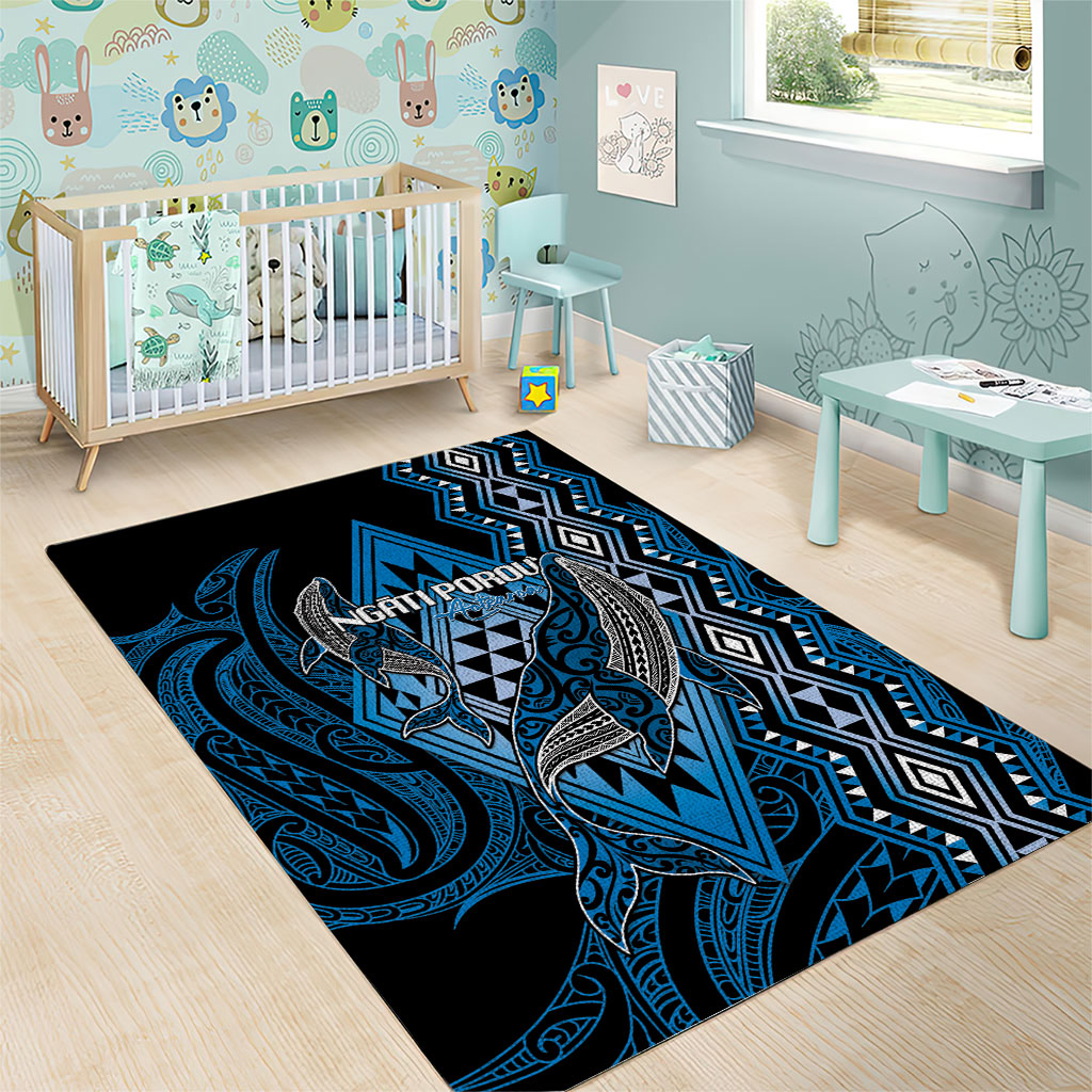 Aotearoa Iwi Ngati Porou Area Rug NZ Maori Humpback Whale Taniko Motifs LT14 - Polynesian Pride