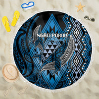 Aotearoa Iwi Ngati Porou Beach Blanket NZ Maori Humpback Whale Taniko Motifs LT14 One Size 150cm Blue - Polynesian Pride