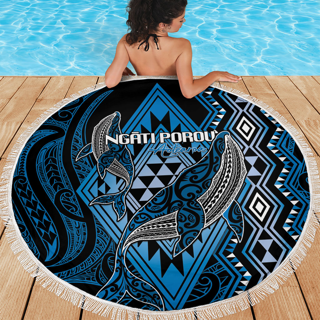 Aotearoa Iwi Ngati Porou Beach Blanket NZ Maori Humpback Whale Taniko Motifs LT14 - Polynesian Pride