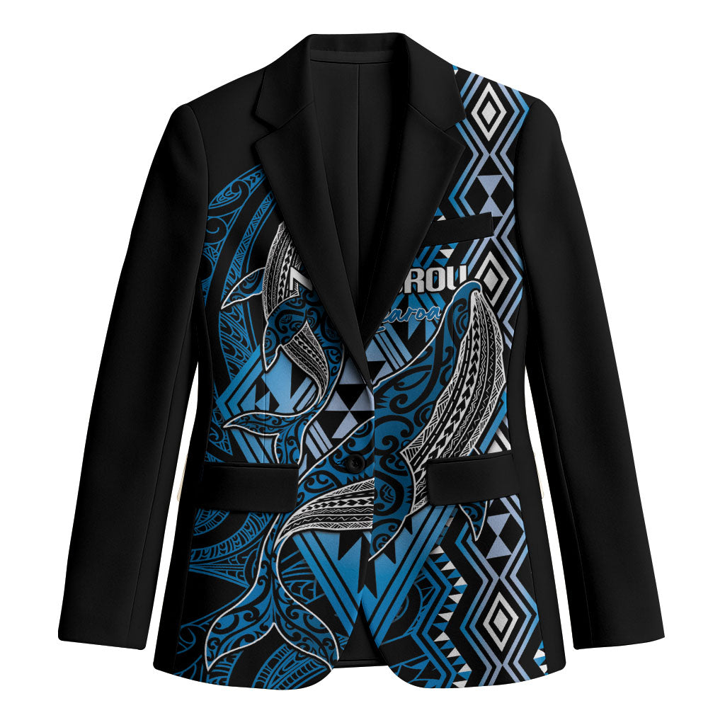 Aotearoa Iwi Ngati Porou Personalised Blazer NZ Maori Humpback Whale Taniko Motifs LT14 Unisex Blue - Polynesian Pride