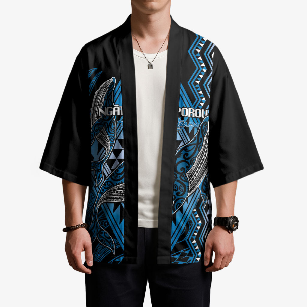 Aotearoa Iwi Ngati Porou Personalised Kimono NZ Maori Humpback Whale Taniko Motifs LT14 - Polynesian Pride