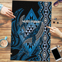 Aotearoa Iwi Ngati Porou Puzzle NZ Maori Humpback Whale Taniko Motifs LT14 Blue - Polynesian Pride