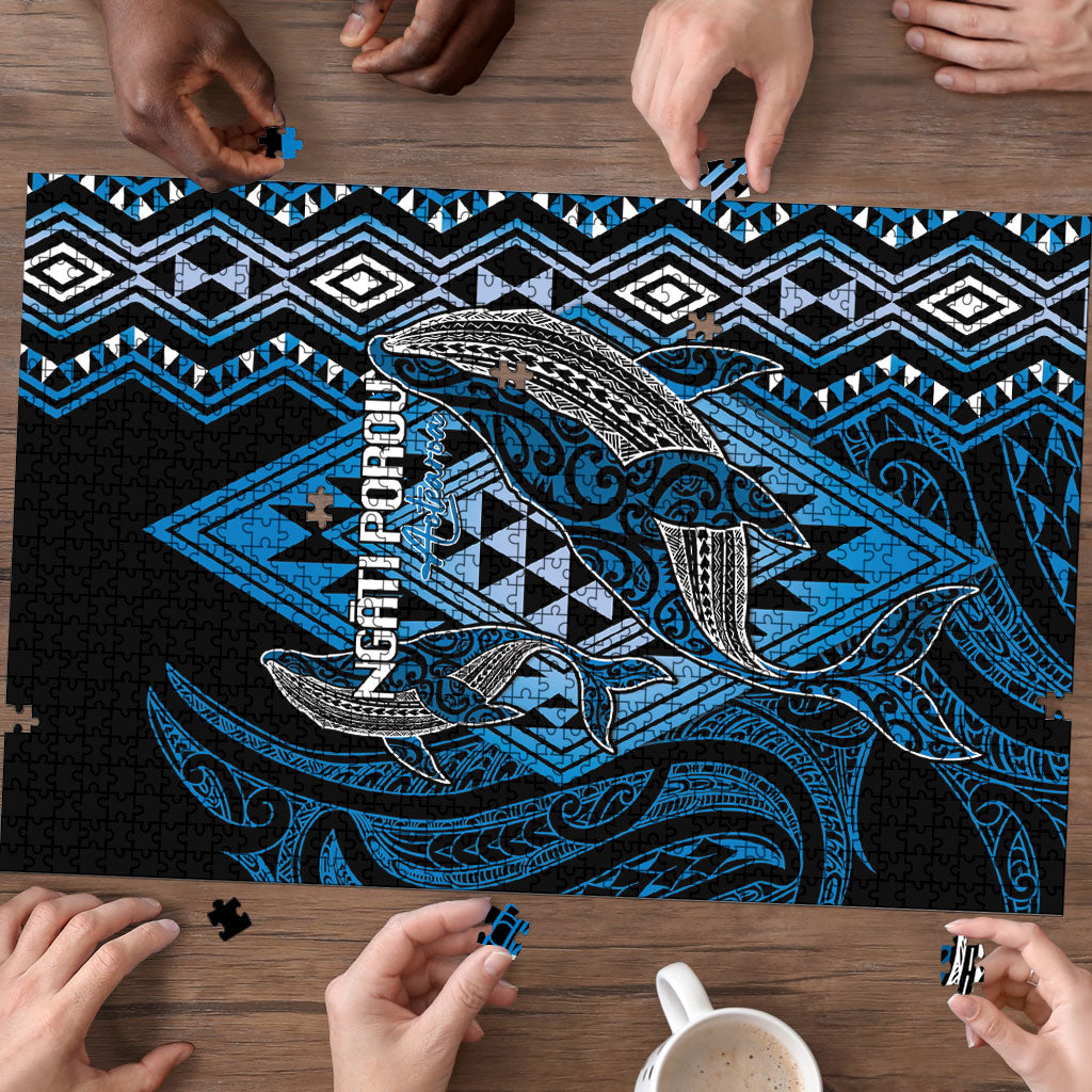 Aotearoa Iwi Ngati Porou Puzzle NZ Maori Humpback Whale Taniko Motifs LT14 - Polynesian Pride