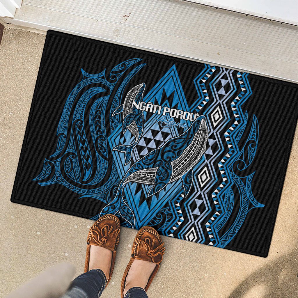 Aotearoa Iwi Ngati Porou Rubber Doormat NZ Maori Humpback Whale Taniko Motifs LT14 - Polynesian Pride
