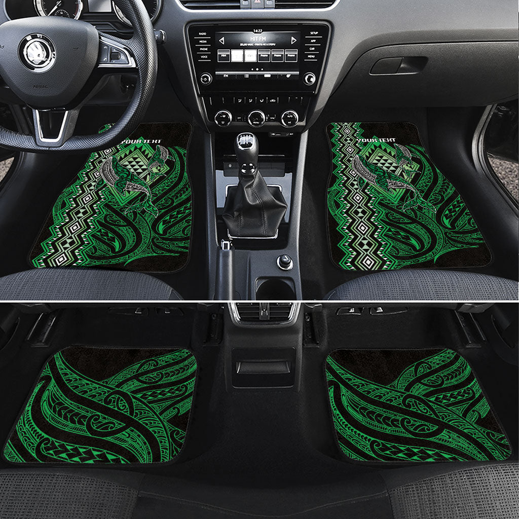 Aotearoa Iwi Ngai Tahu Personalised Car Mats NZ Maori Humpback Whale Taniko Motifs LT14 Set 4pcs Green - Polynesian Pride