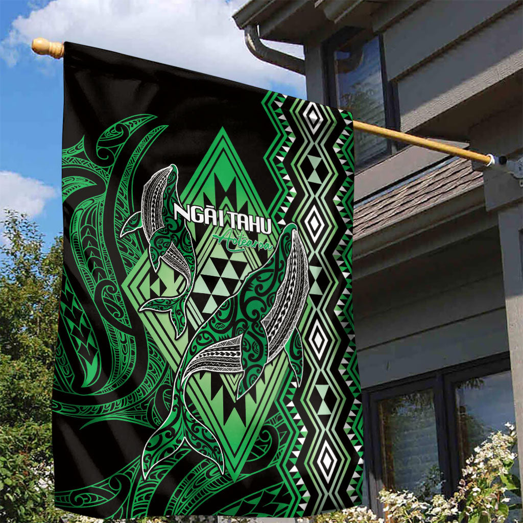 Aotearoa Iwi Ngai Tahu Garden Flag NZ Maori Humpback Whale Taniko Motifs LT14 - Polynesian Pride