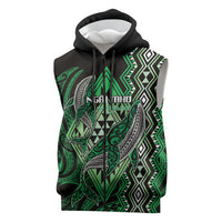 Aotearoa Iwi Ngai Tahu Personalised Sleeveless Zip Hoodie NZ Maori Humpback Whale Taniko Motifs LT14 Green - Polynesian Pride