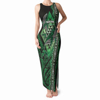 Aotearoa Iwi Ngai Tahu Personalised Tank Maxi Dress NZ Maori Humpback Whale Taniko Motifs LT14 Women Green - Polynesian Pride