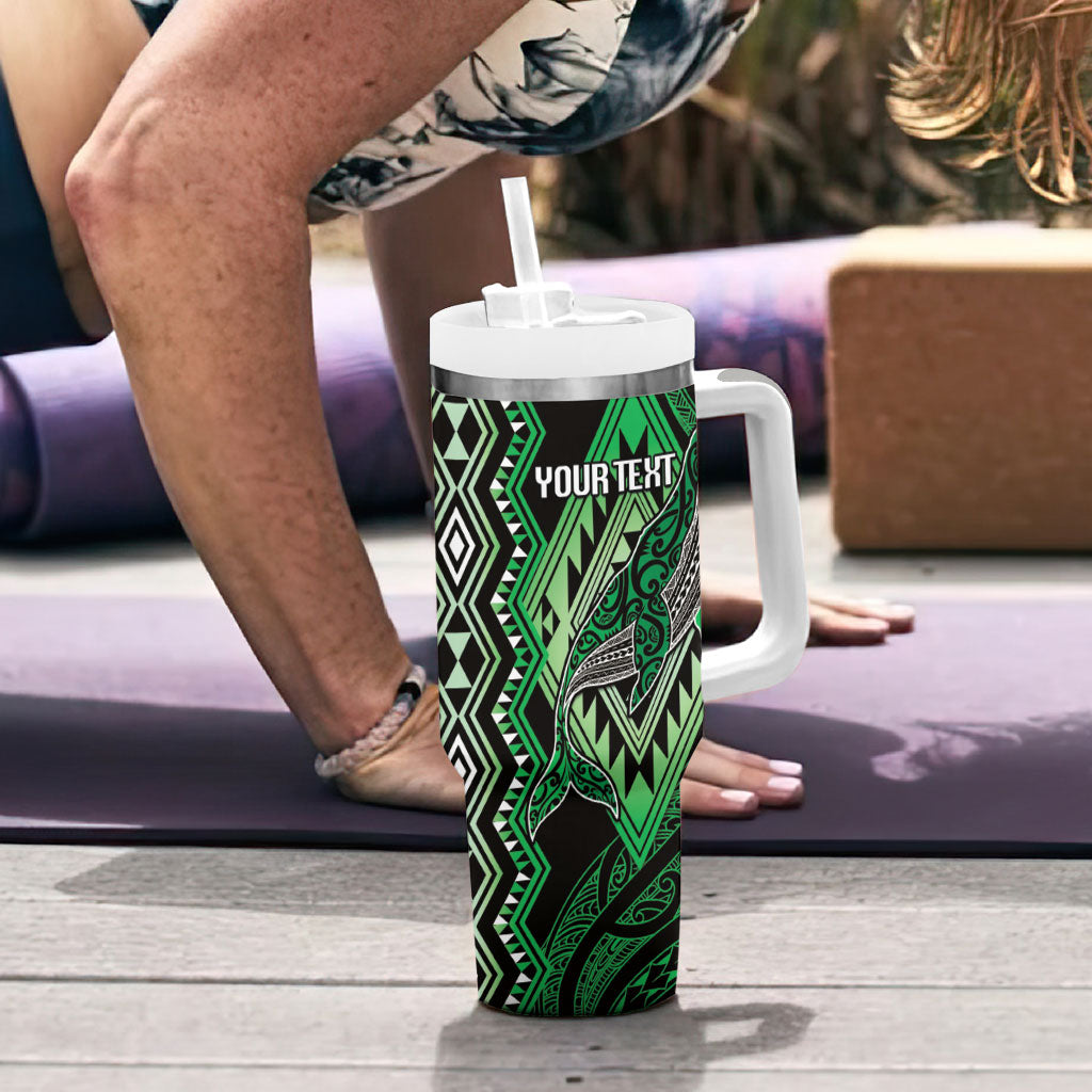 Aotearoa Iwi Ngai Tahu Personalised Tumbler With Handle NZ Maori Humpback Whale Taniko Motifs LT14 - Polynesian Pride