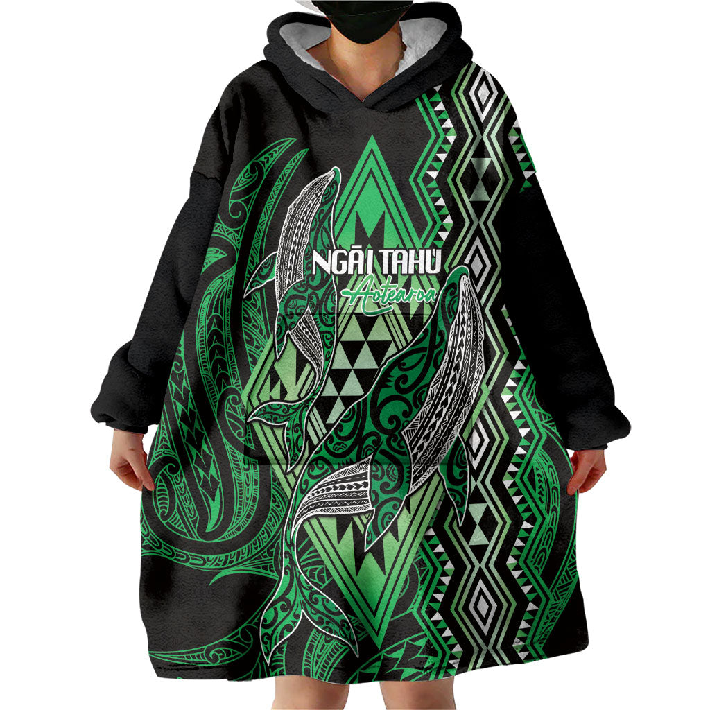 Aotearoa Iwi Ngai Tahu Personalised Wearable Blanket Hoodie NZ Maori Humpback Whale Taniko Motifs LT14 - Polynesian Pride