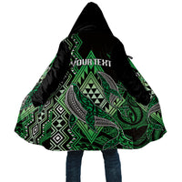 Aotearoa Iwi Ngati Pikiao Personalised Cloak NZ Maori Humpback Whale Taniko Motifs LT14 Unisex Green - Polynesian Pride