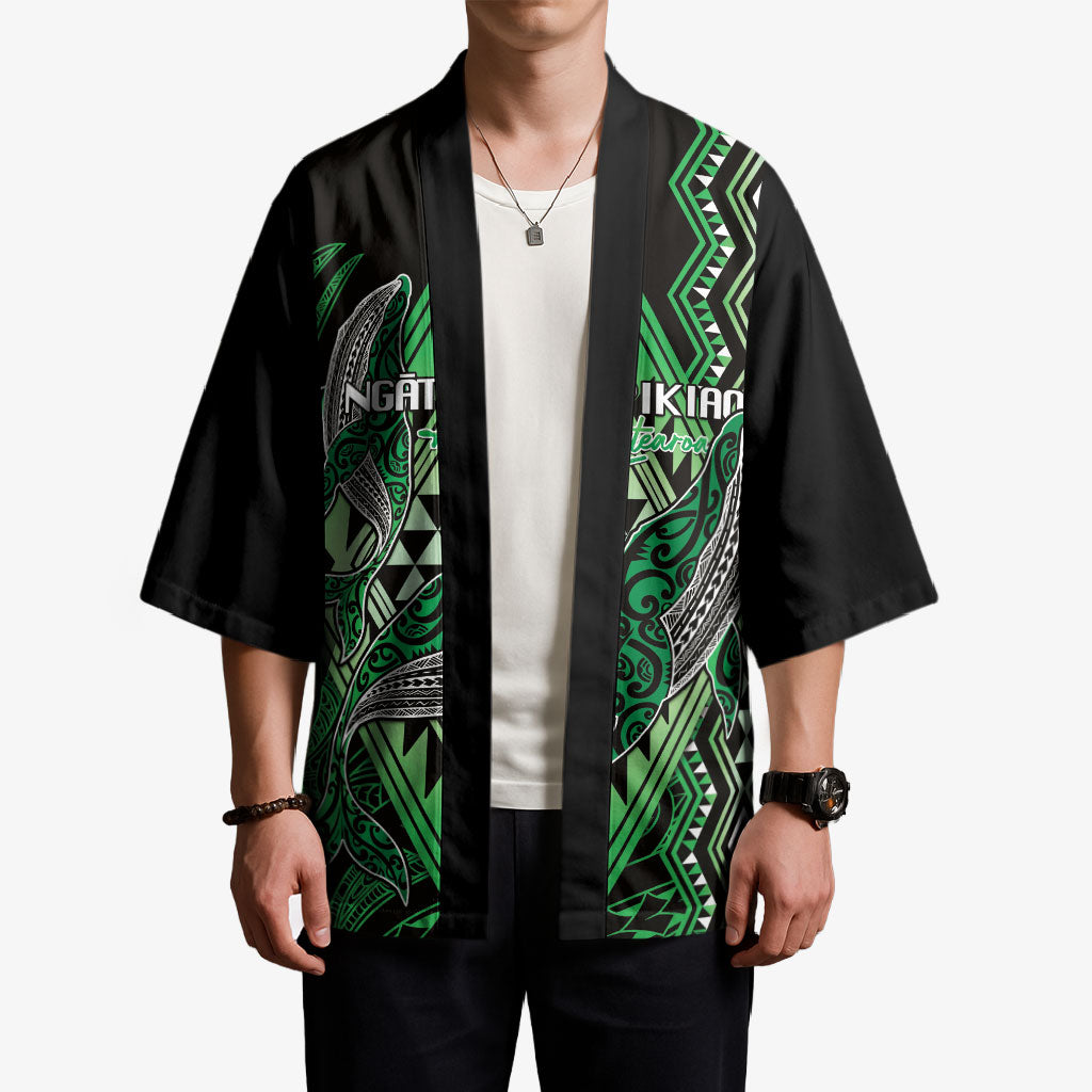 Aotearoa Iwi Ngati Pikiao Personalised Kimono NZ Maori Humpback Whale Taniko Motifs LT14 - Polynesian Pride