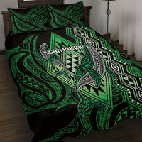 Aotearoa Iwi Ngati Pikiao Quilt Bed Set NZ Maori Humpback Whale Taniko Motifs LT14 Green - Polynesian Pride