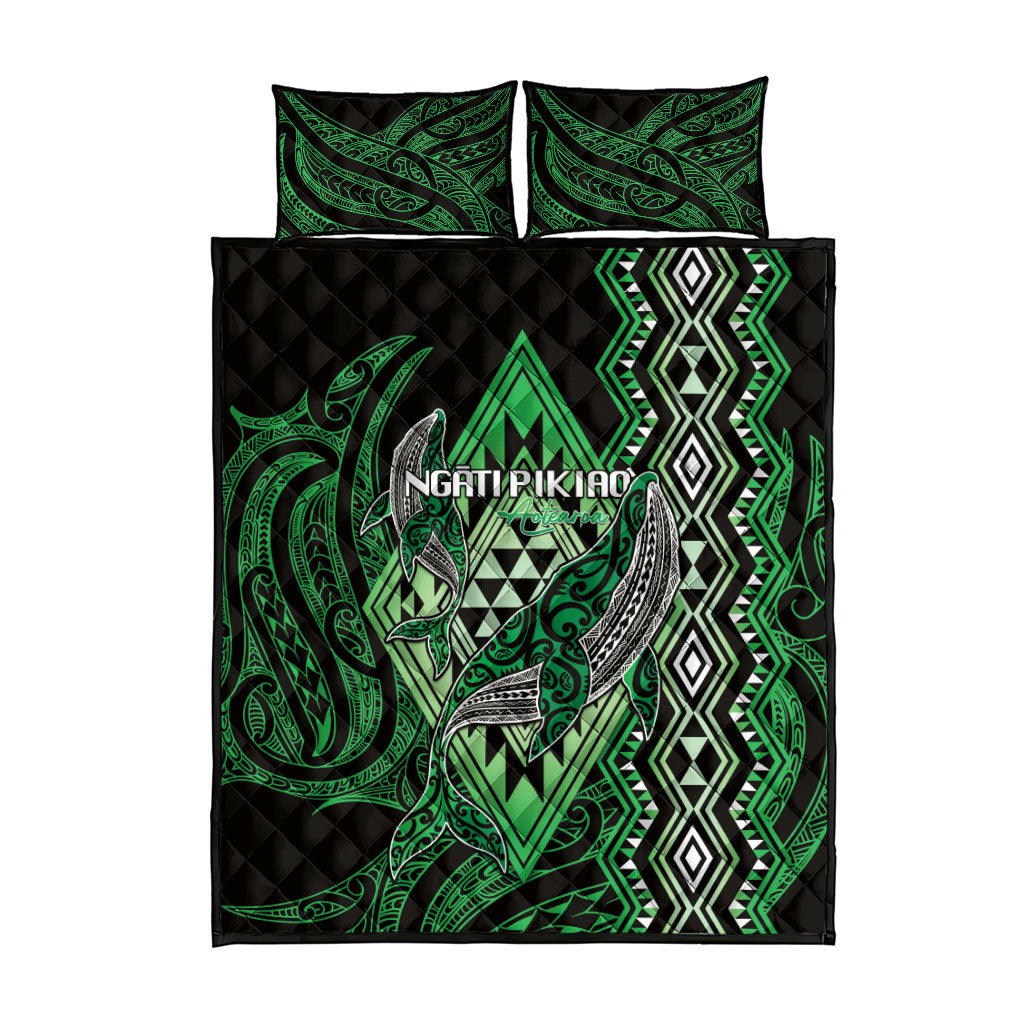 Aotearoa Iwi Ngati Pikiao Quilt Bed Set NZ Maori Humpback Whale Taniko Motifs LT14 - Polynesian Pride