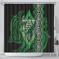 Aotearoa Iwi Ngati Pikiao Shower Curtain NZ Maori Humpback Whale Taniko Motifs LT14 - Polynesian Pride