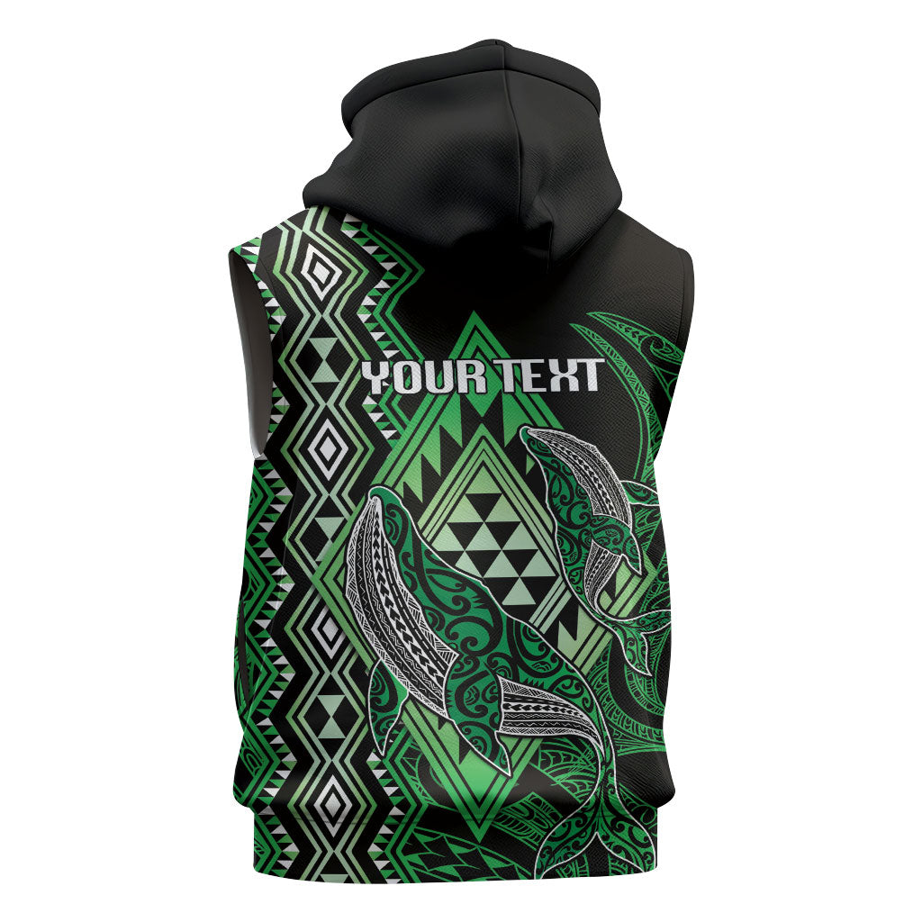 Aotearoa Iwi Ngati Pikiao Personalised Sleeveless Hoodie NZ Maori Humpback Whale Taniko Motifs LT14 - Polynesian Pride