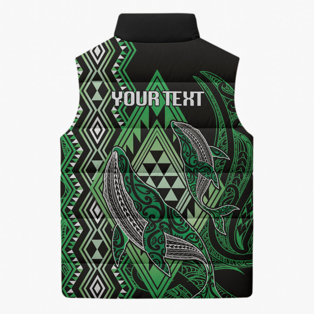 Aotearoa Iwi Ngati Pikiao Personalised Sleeveless Puffer Jacket NZ Maori Humpback Whale Taniko Motifs LT14 - Polynesian Pride