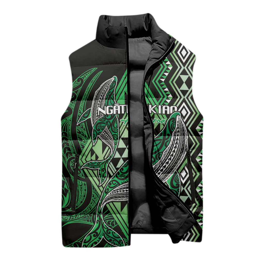 Aotearoa Iwi Ngati Pikiao Personalised Sleeveless Puffer Jacket NZ Maori Humpback Whale Taniko Motifs LT14 - Polynesian Pride