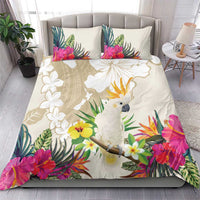 New Zealand Cacatua Galerita Bedding Set Aotearoa Cockatoo Tropical Flowers