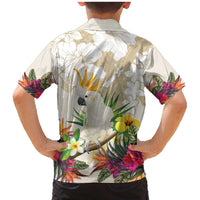 New Zealand Cacatua Galerita Family Matching Mermaid Dress and Hawaiian Shirt Aotearoa Cockatoo Tropical Flowers